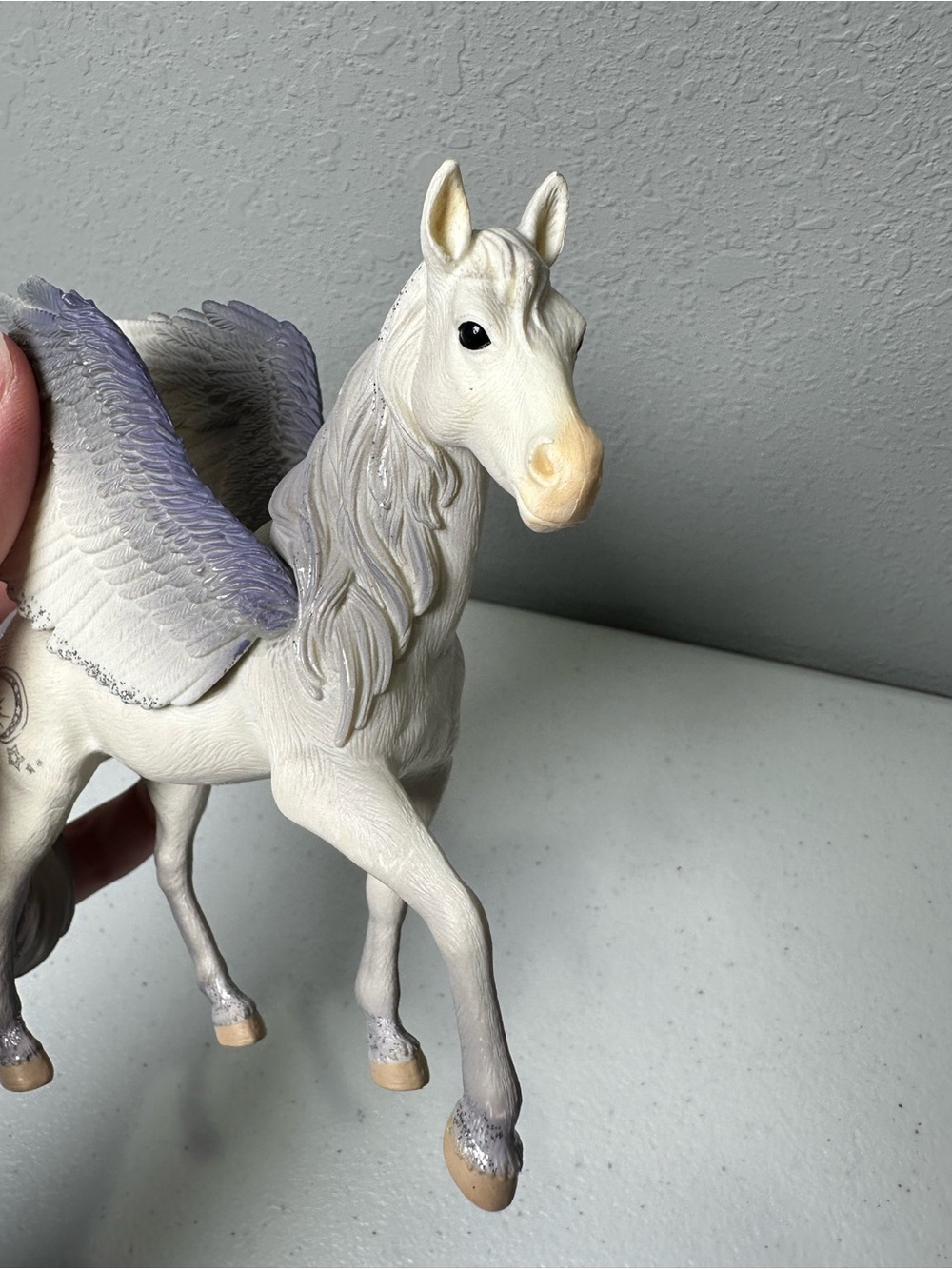White and Gray Winged Pegasus Figure - Fantasy Play Toy - Picture 5 of 7